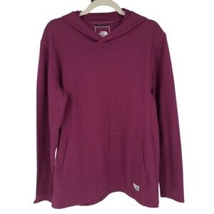 The North‎ Face Terry Hoodie Port Red Hooded Pullover Sweatshirt Men's Large